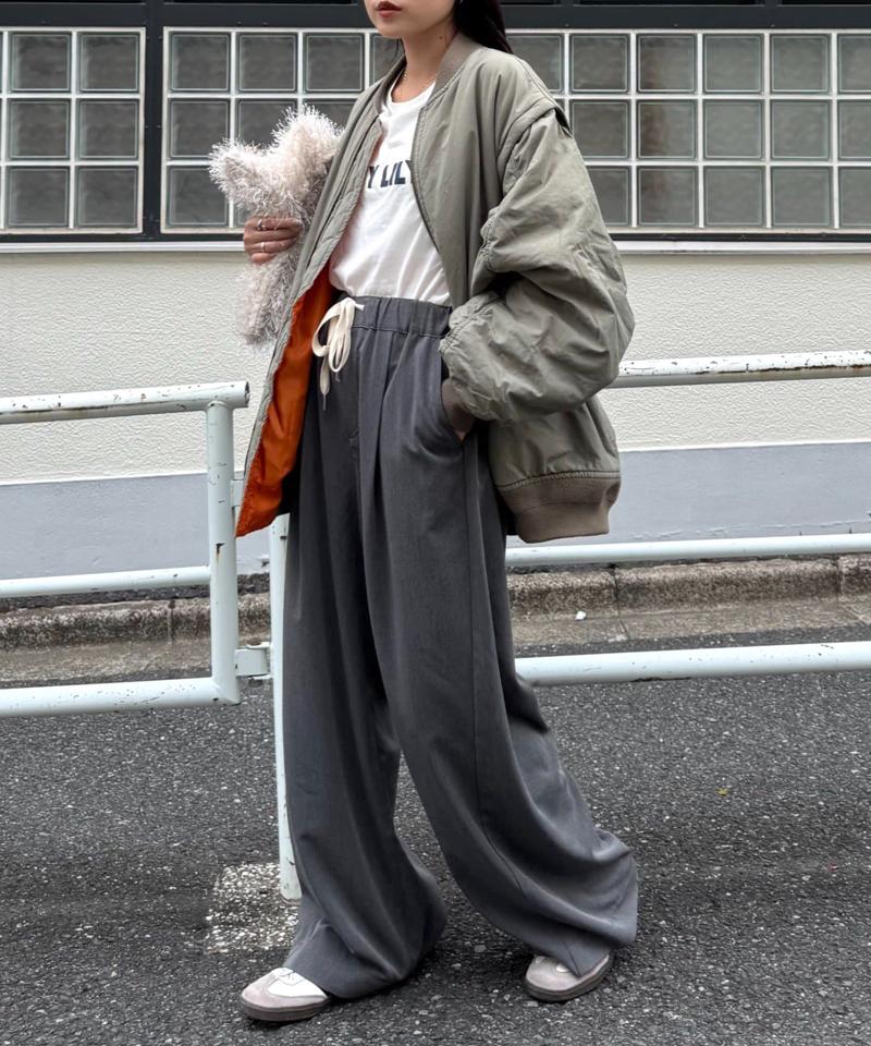 【低身長・高身長対応/サイズ展開あり】【新色追加】スタイルアップ柔らかワイドイージーパンツ