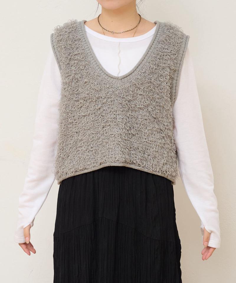 【夏でも涼しい】ループフリンジクロップド丈ベスト