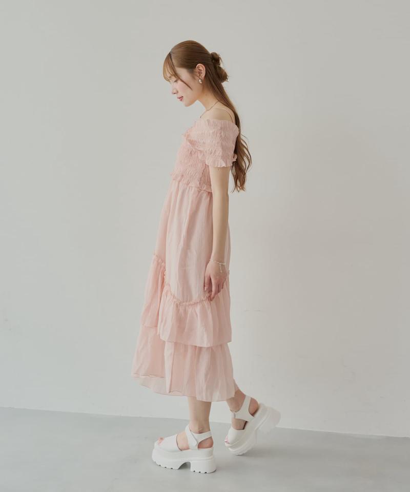 クロスシャーリングロングワンピース