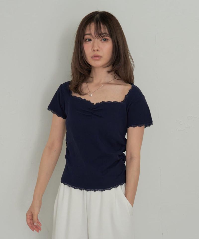 胸ギャザーコンパクトTシャツ
