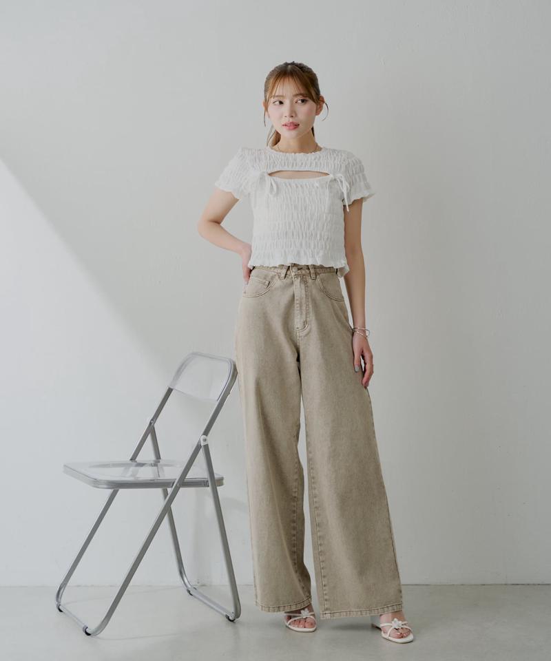 ポケットレースワイドデニム