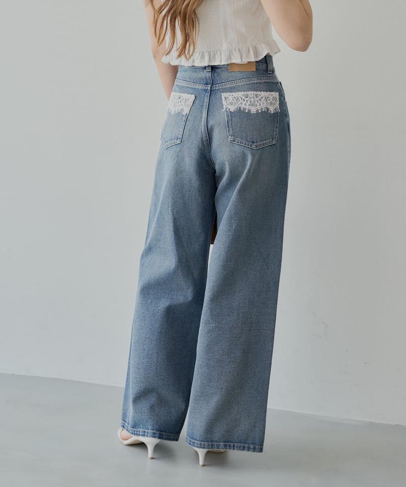 ポケットレースワイドデニム