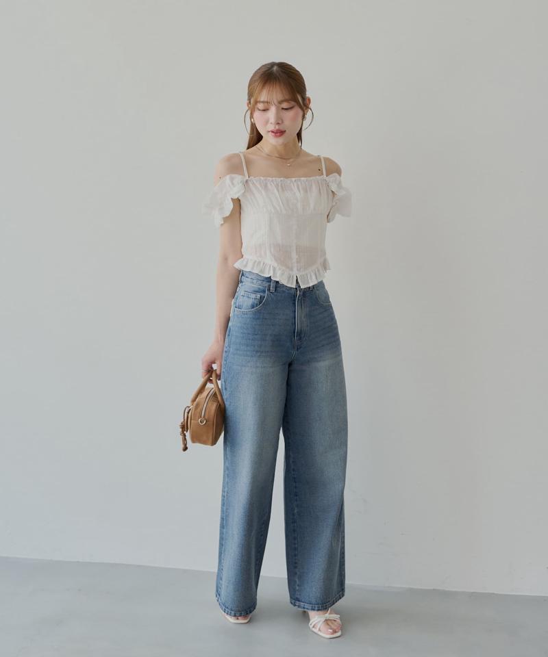 ポケットレースワイドデニム