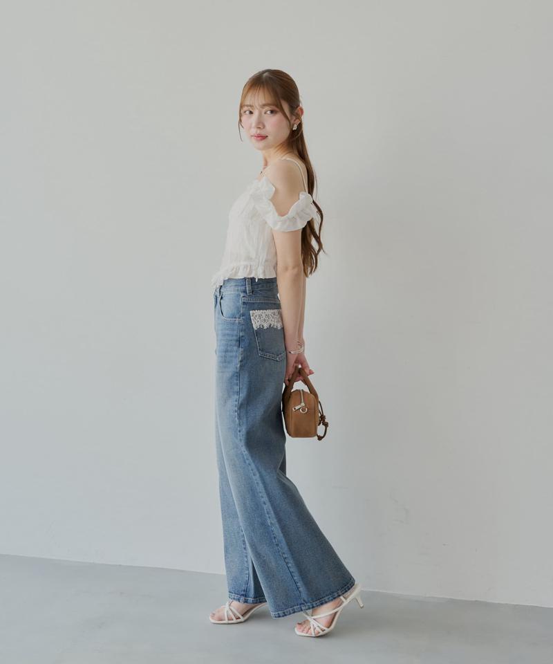 ポケットレースワイドデニム
