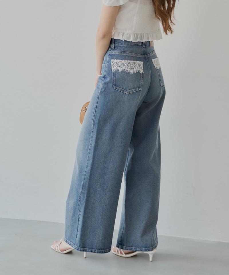 ポケットレースワイドデニム