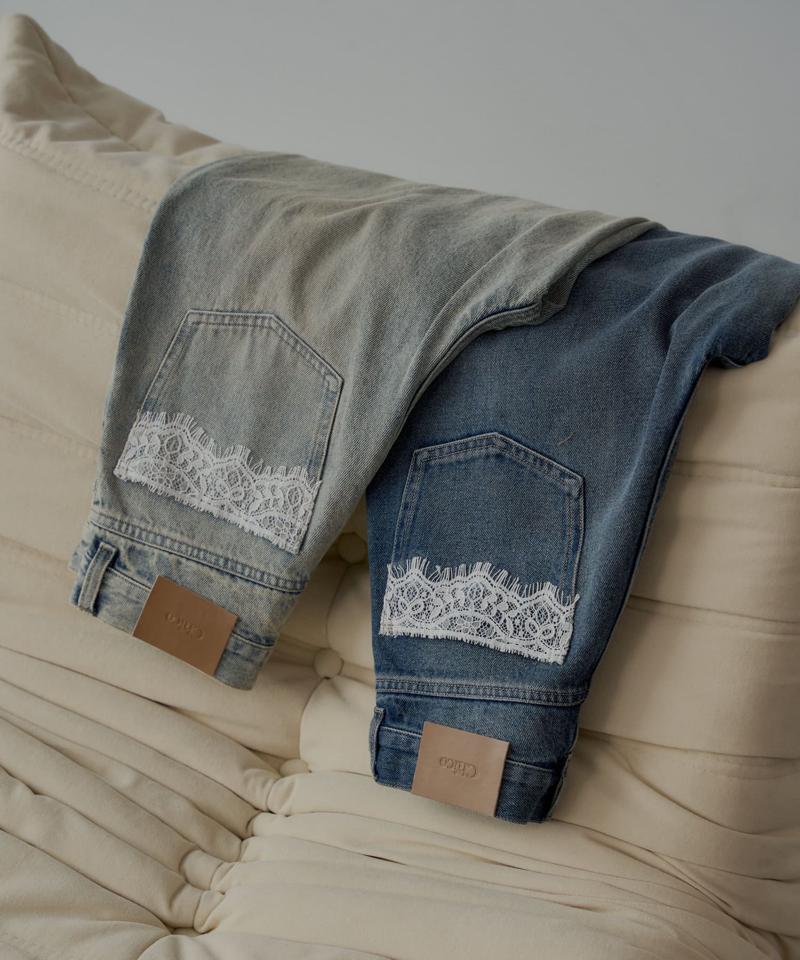 ポケットレースワイドデニム