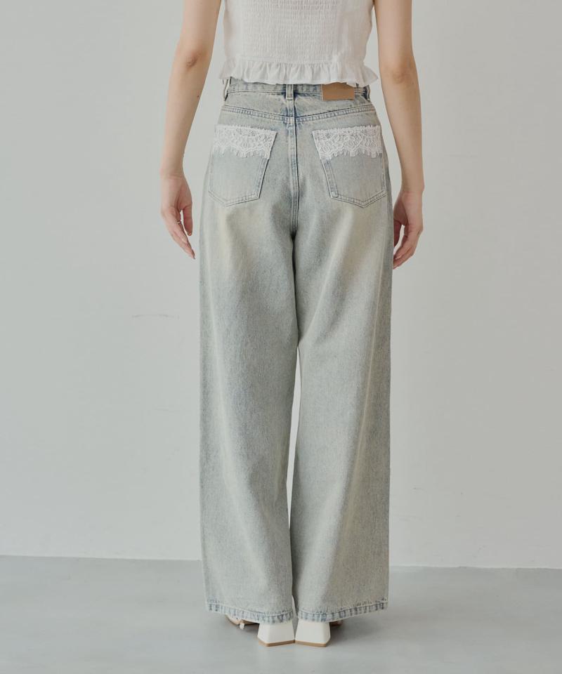 ポケットレースワイドデニム