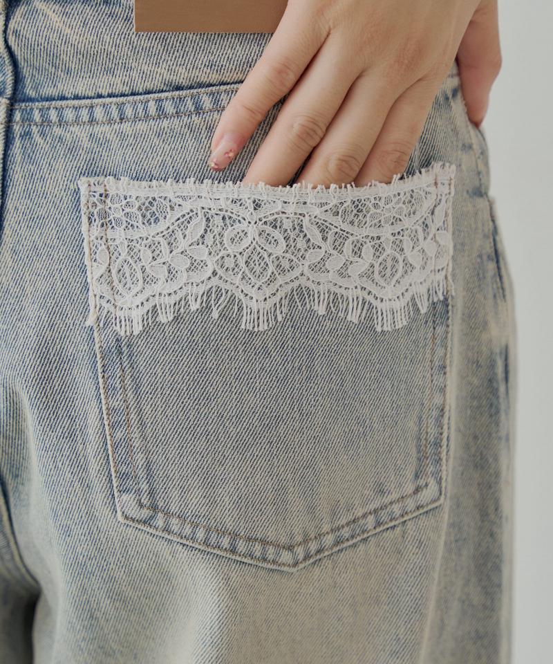 ポケットレースワイドデニム
