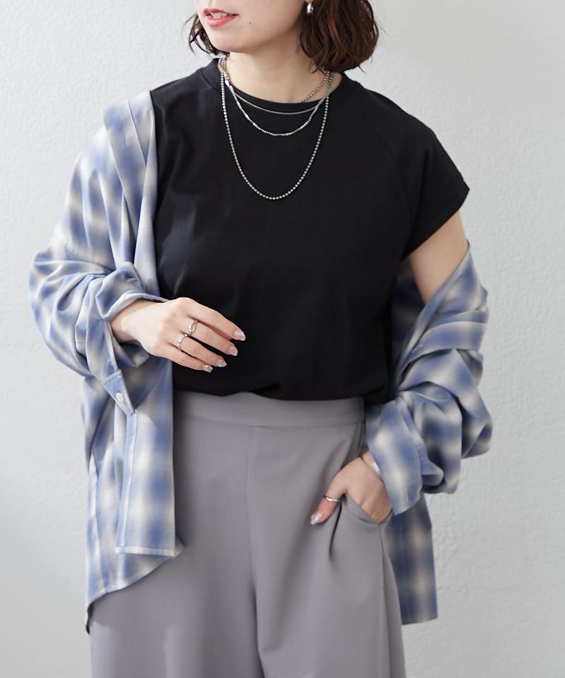 【8色展開！】オーガニック素材、華奢見えフレンチTシャツ