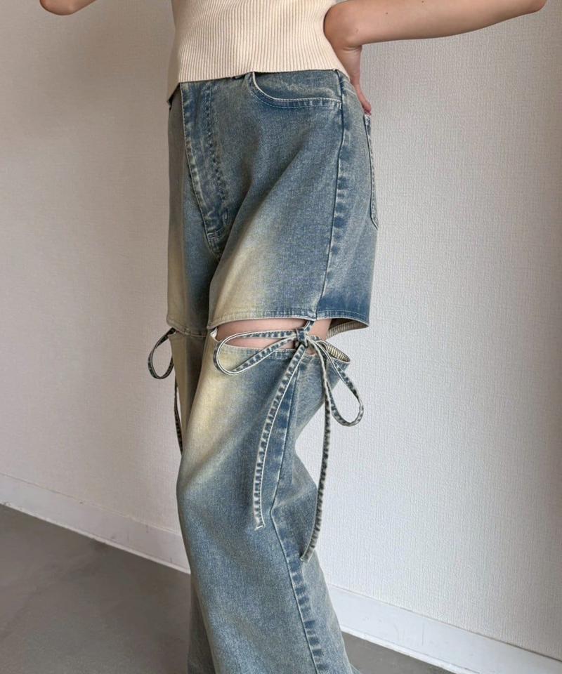 サイドあき美脚ストレッチデニム