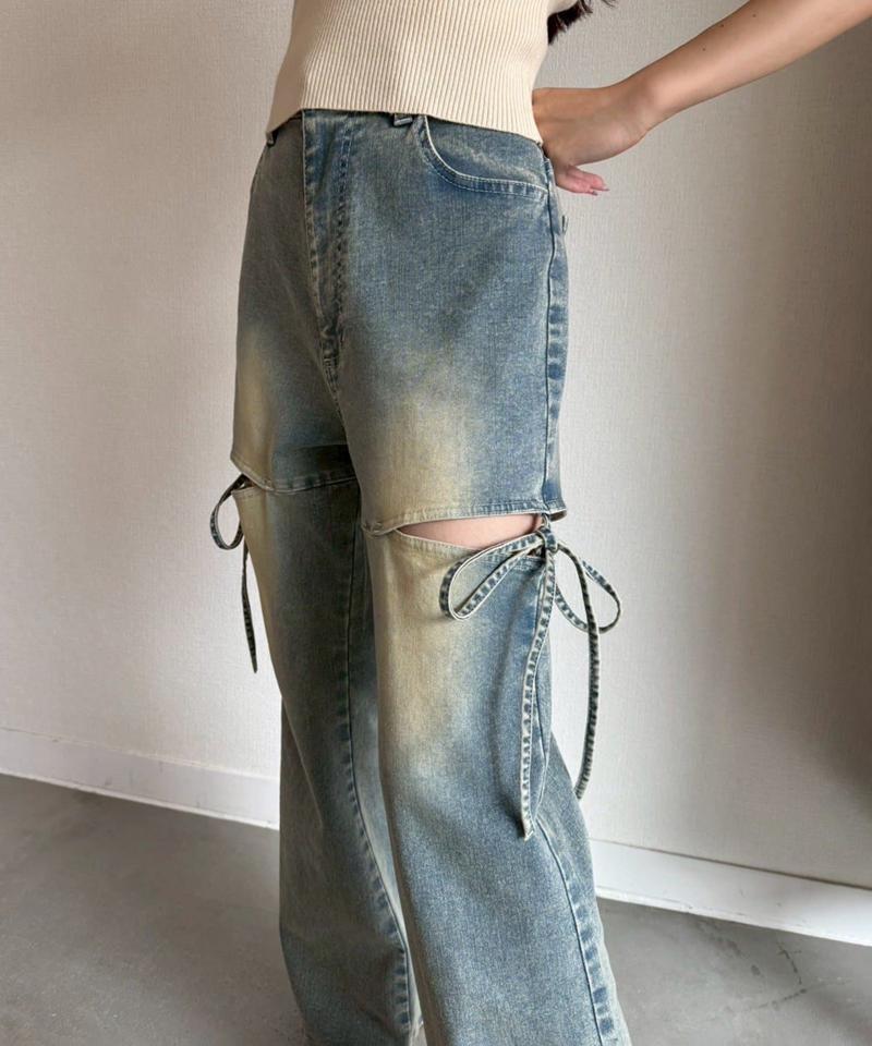 サイドあき美脚ストレッチデニム
