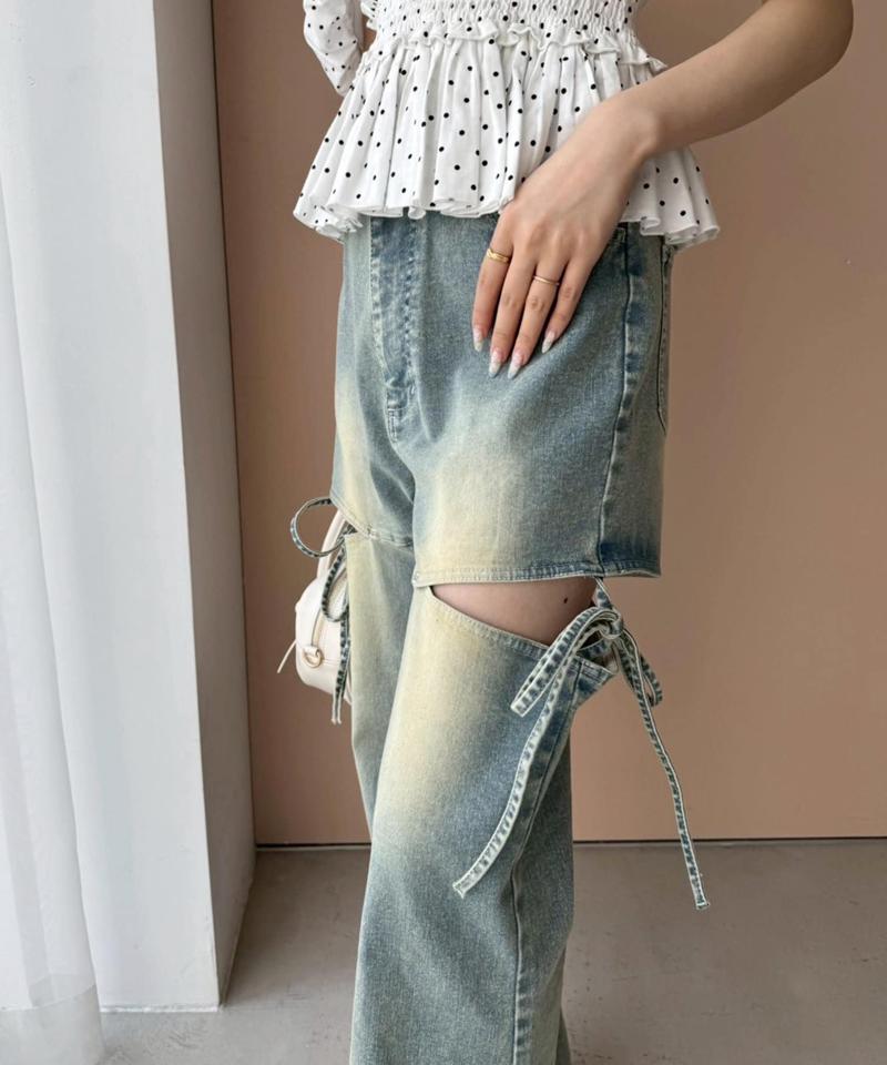 サイドあき美脚ストレッチデニム
