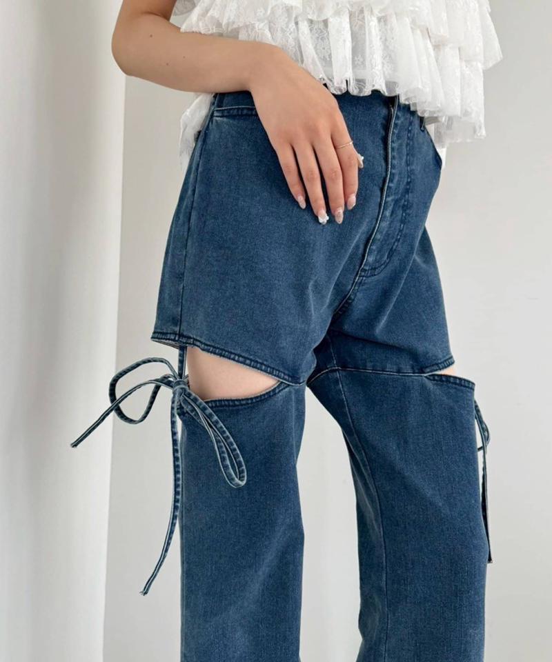 サイドあき美脚ストレッチデニム