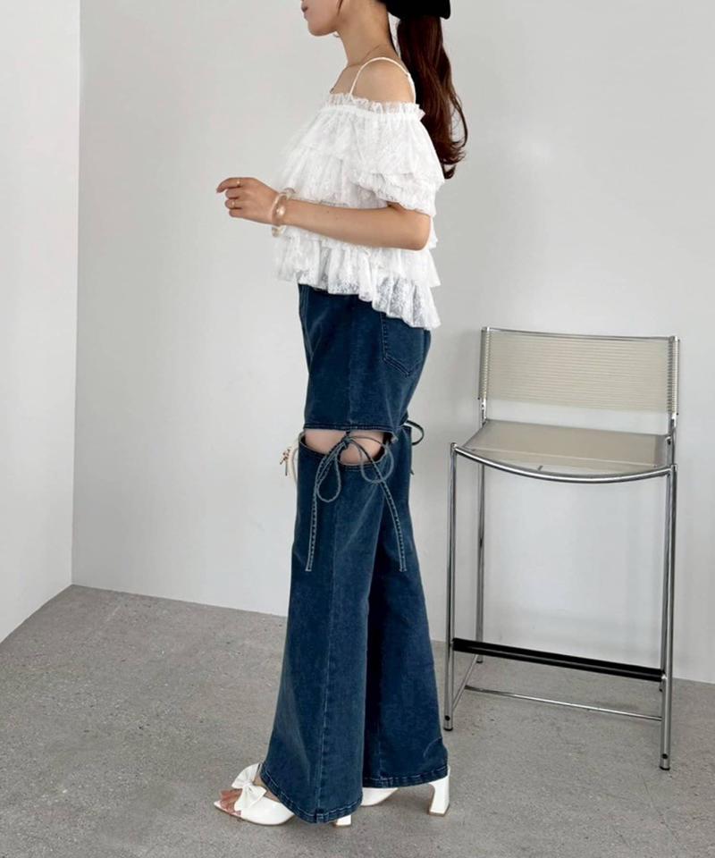 サイドあき美脚ストレッチデニム