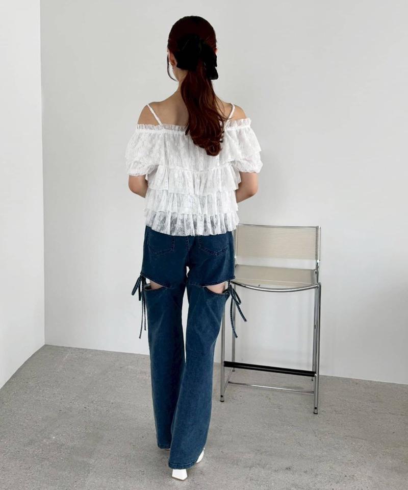 サイドあき美脚ストレッチデニム