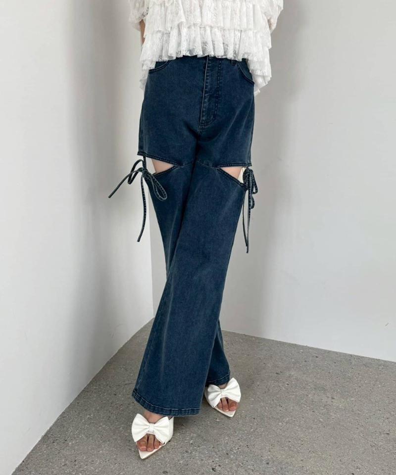 サイドあき美脚ストレッチデニム