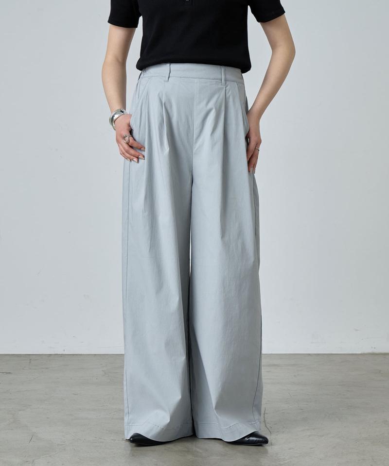 レーヨンナイロンタックワイドパンツ