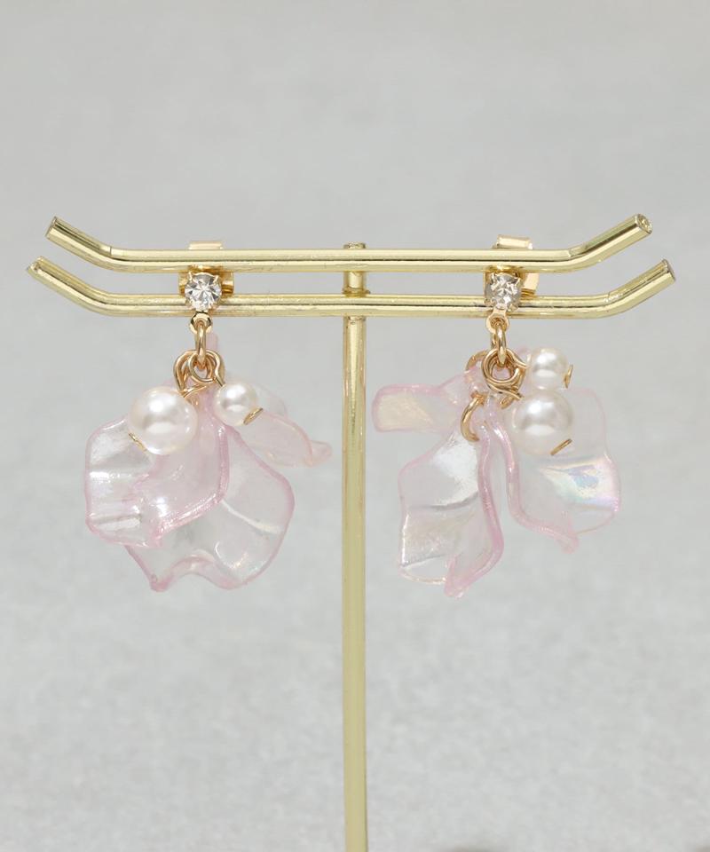 クリア花びらピアス