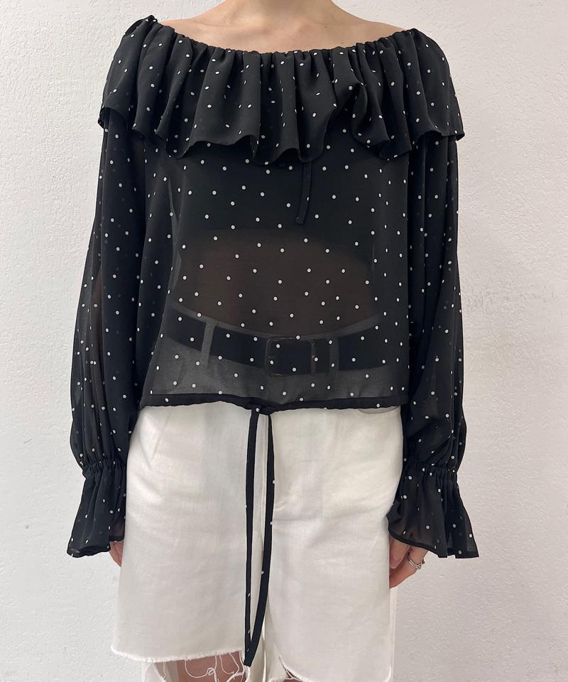 《着るだけで主役に》シアーフリルドットブラウス
