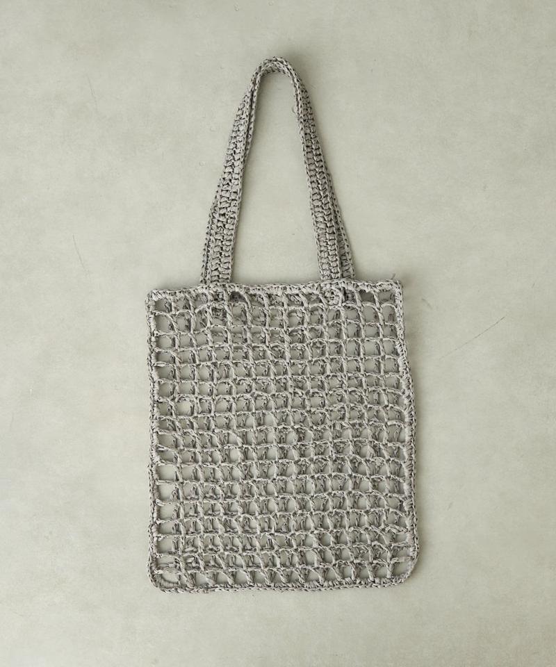 ペーパー手編みメッシュフラットバッグ