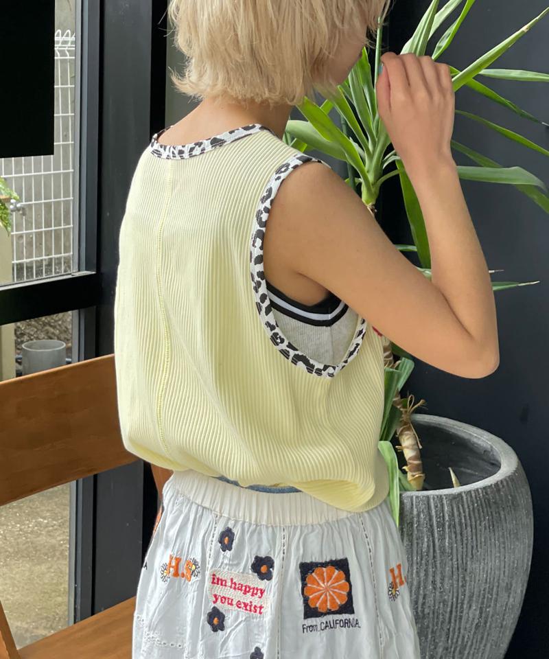 【HELLO.SANFRANCISCO/ハローサンフランシスコ】アソート柄レオパードパイピングタンク