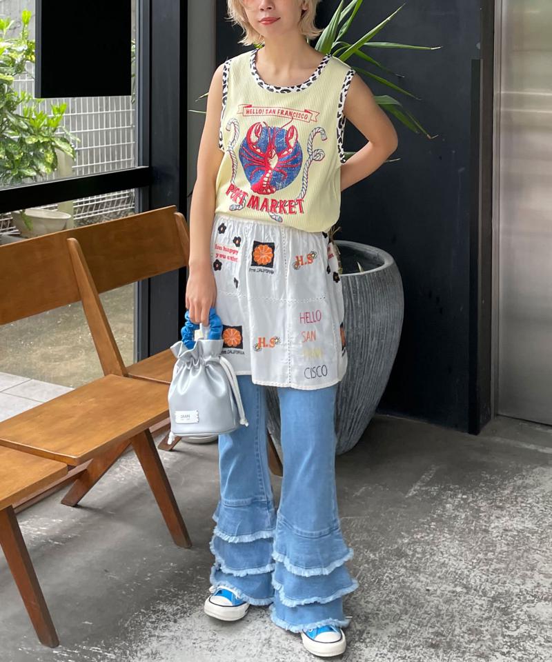 【HELLO.SANFRANCISCO/ハローサンフランシスコ】アソート柄レオパードパイピングタンク