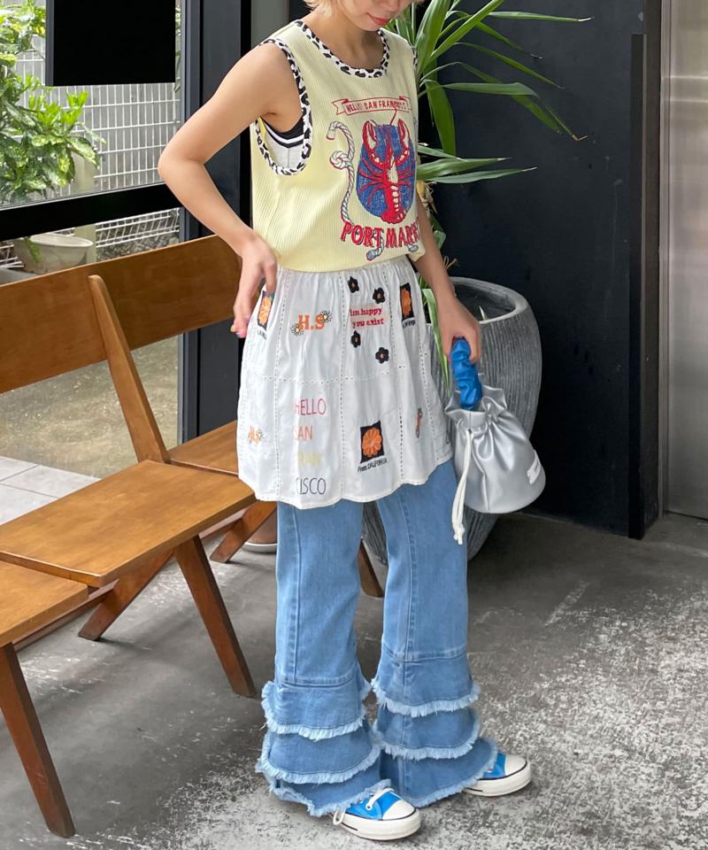 【HELLO.SANFRANCISCO/ハローサンフランシスコ】アソート柄レオパードパイピングタンク