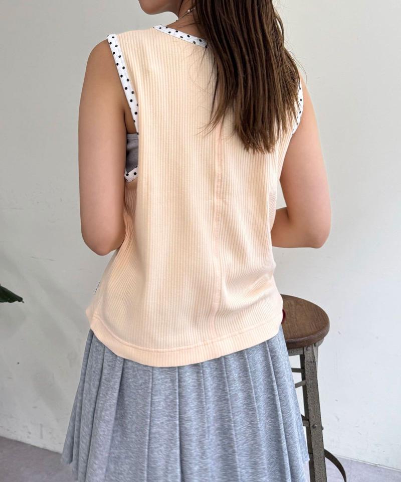 【HELLO.SANFRANCISCO/ハローサンフランシスコ】アソート柄レオパードパイピングタンク