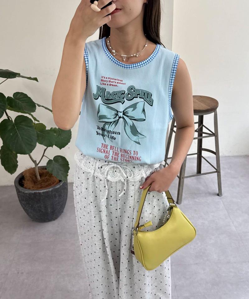 【HELLO.SANFRANCISCO/ハローサンフランシスコ】アソート柄レオパードパイピングタンク