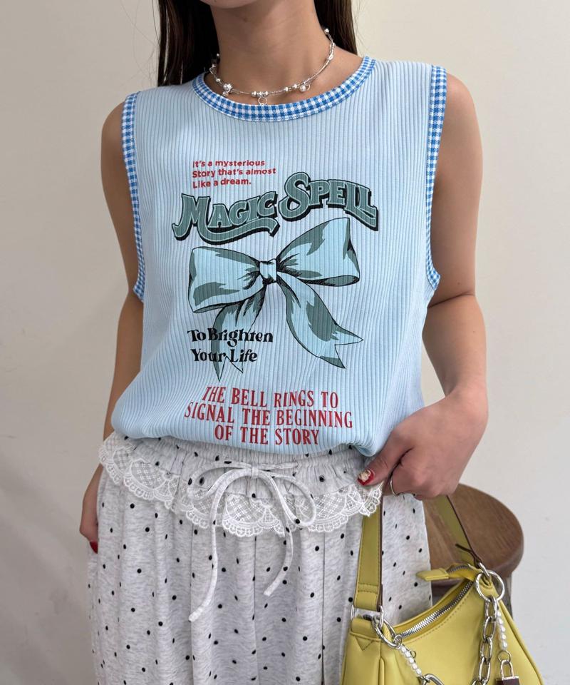 【HELLO.SANFRANCISCO/ハローサンフランシスコ】アソート柄レオパードパイピングタンク