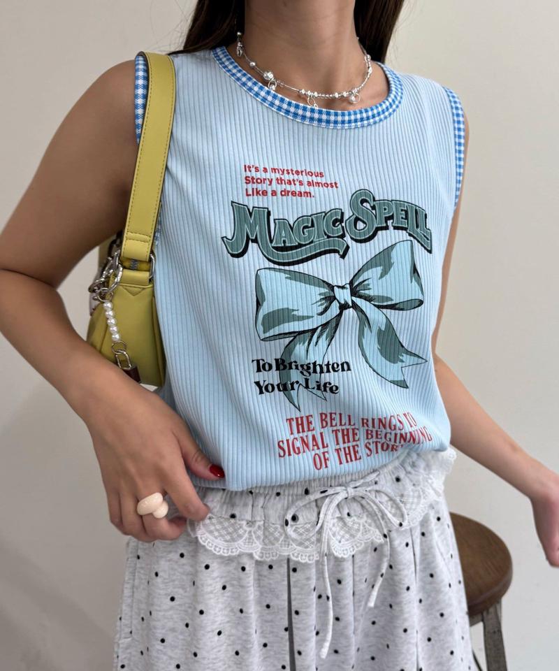 【HELLO.SANFRANCISCO/ハローサンフランシスコ】アソート柄レオパードパイピングタンク