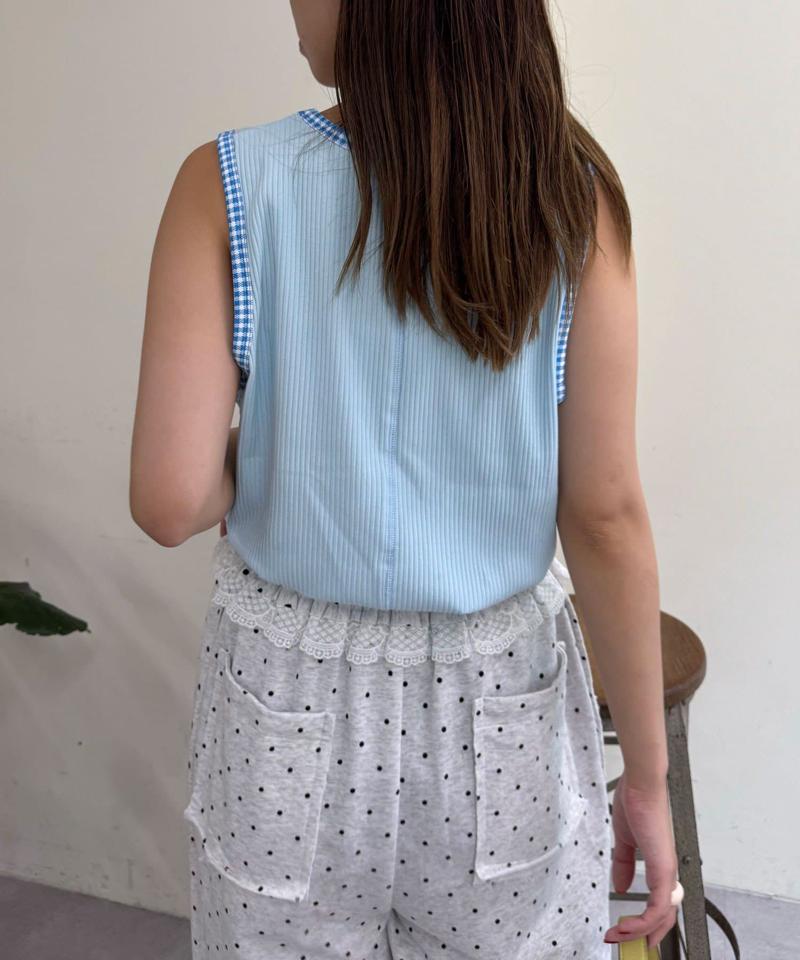 【HELLO.SANFRANCISCO/ハローサンフランシスコ】アソート柄レオパードパイピングタンク