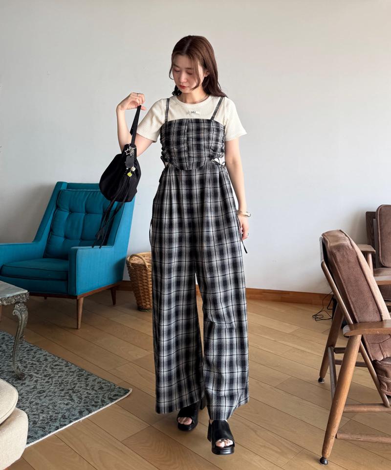 【aoki企画/低身長サイズ2サイズ展開】2pieceカットアウトサロペット