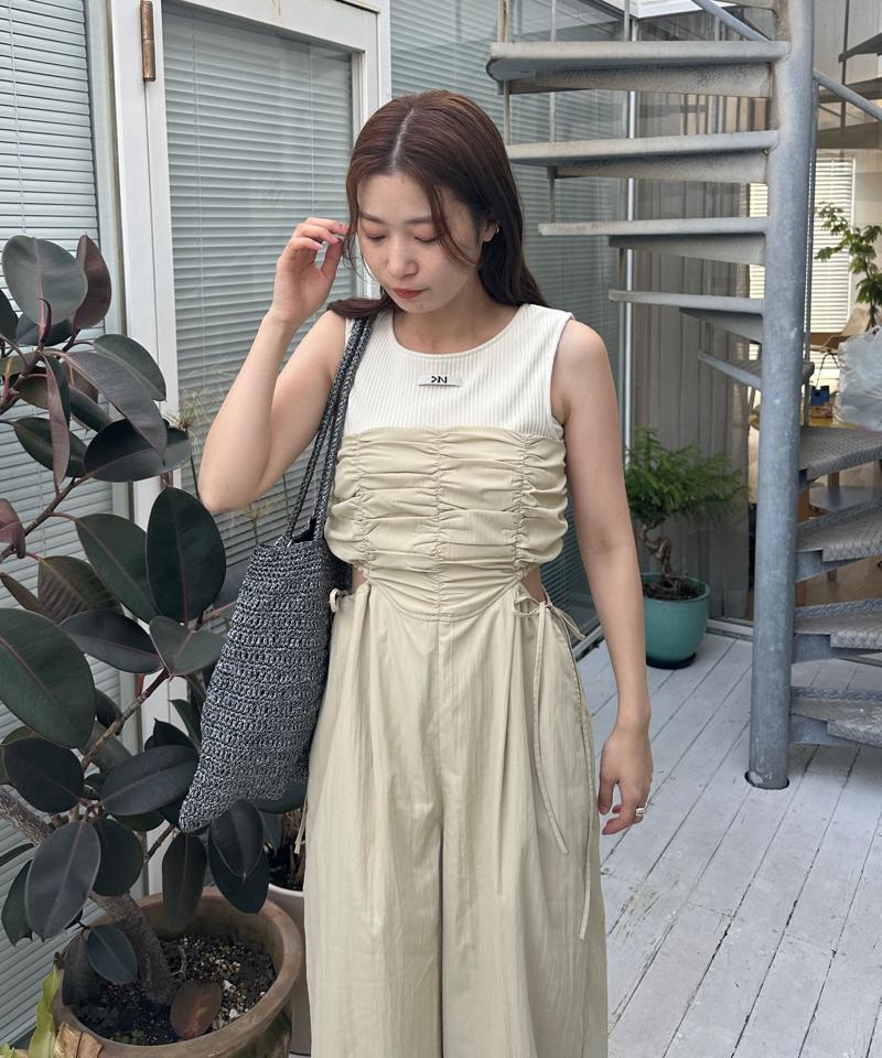 【aoki企画/低身長サイズ2サイズ展開】2pieceカットアウトサロペット