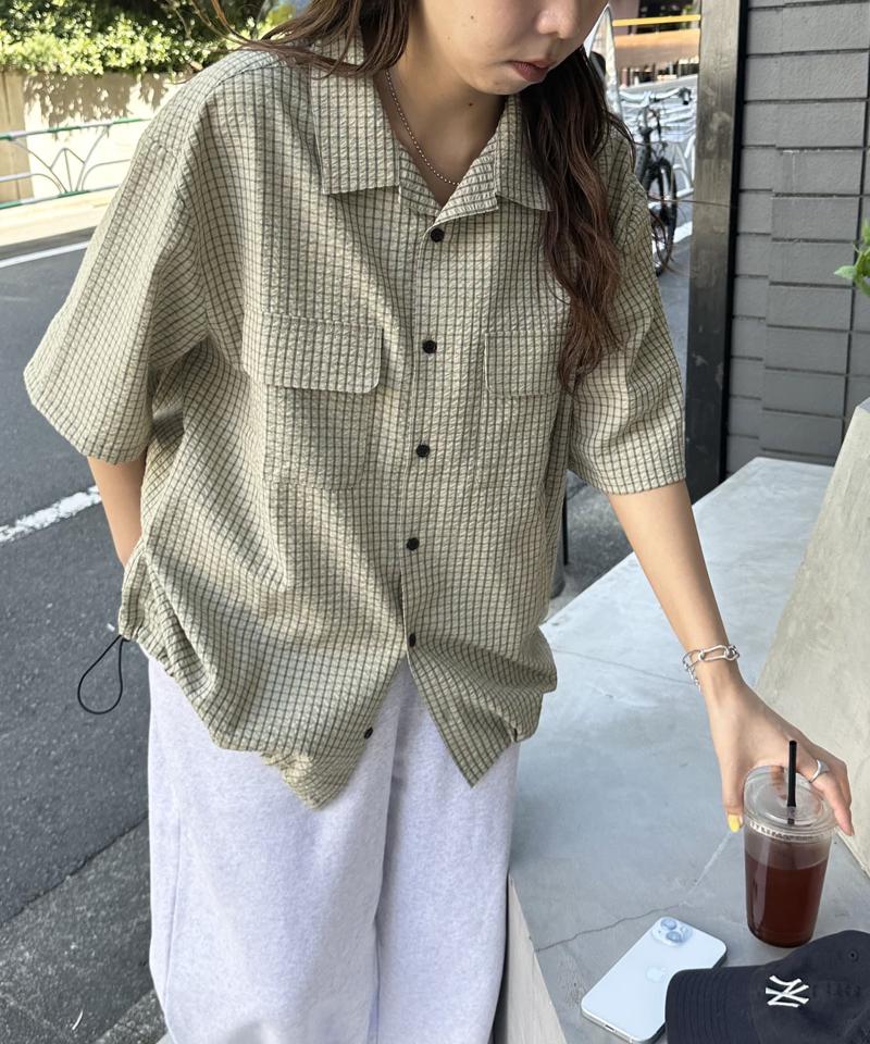 【ユニセックス】サッカーグラフチェックドロストシャツ