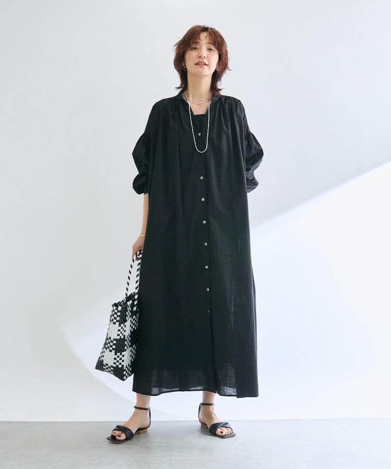 【Yossshiiii企画】コットンリネンギャザーシャツワンピース