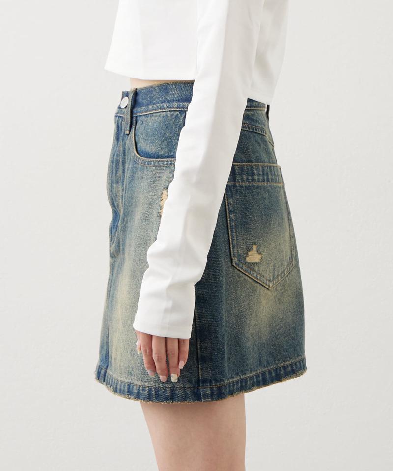 「mline」ダメージデニムスカート