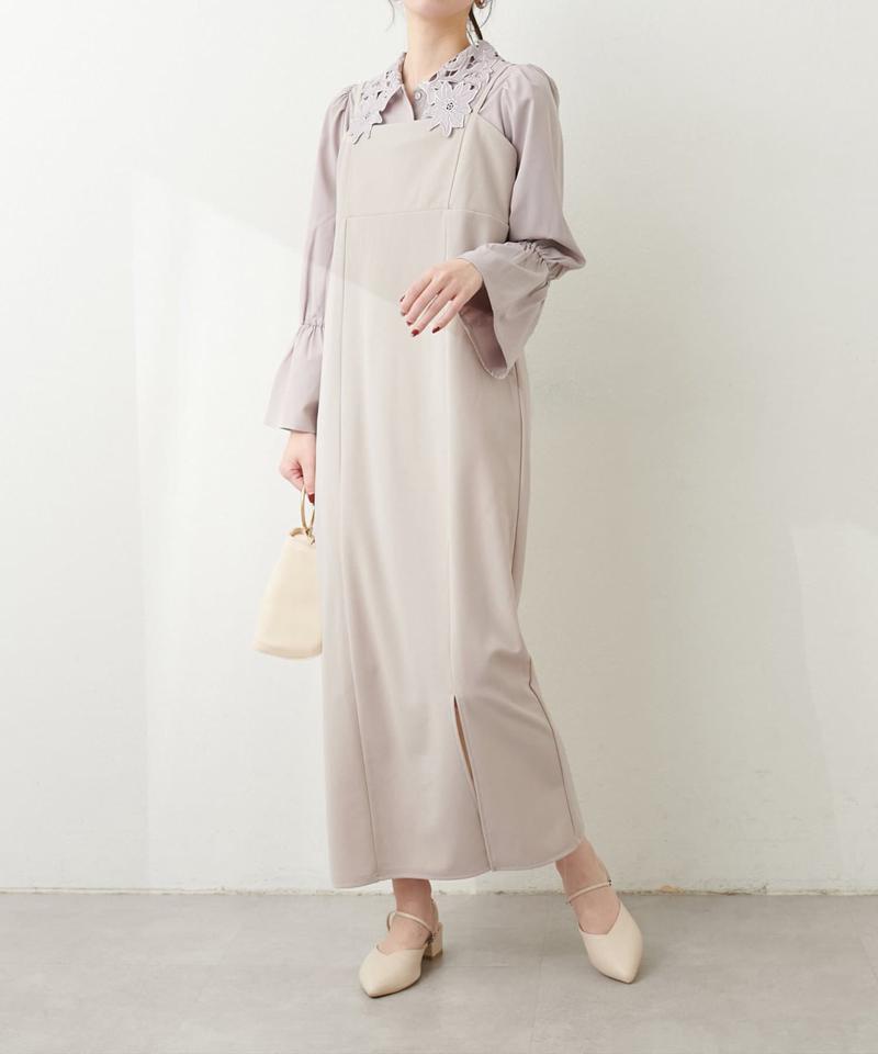 【natural coutureカットジョーゼットペンシルキャミソールワンピース