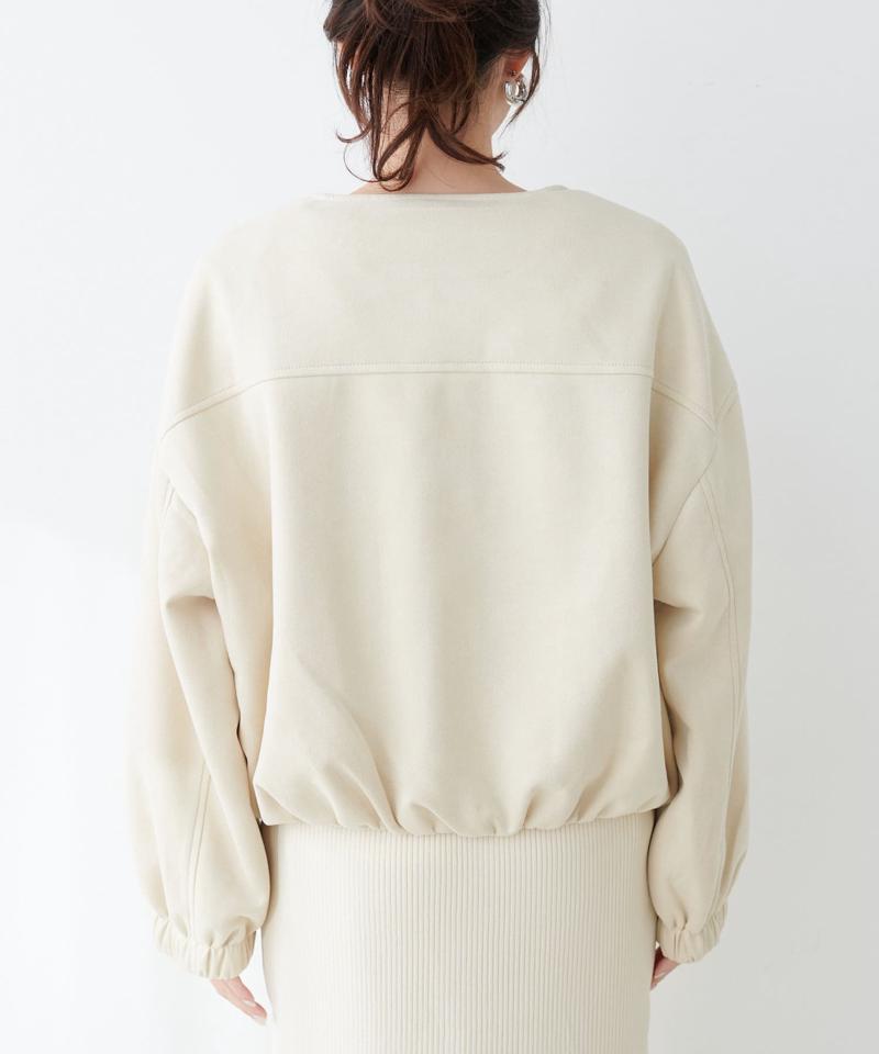 【natural couture】ポンチスエードノーカラーブルゾン