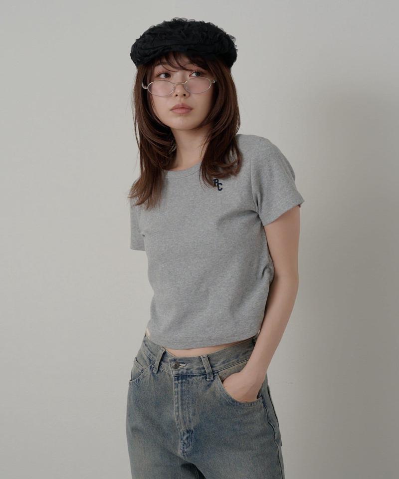 胸刺繍サイドギャザーTシャツ