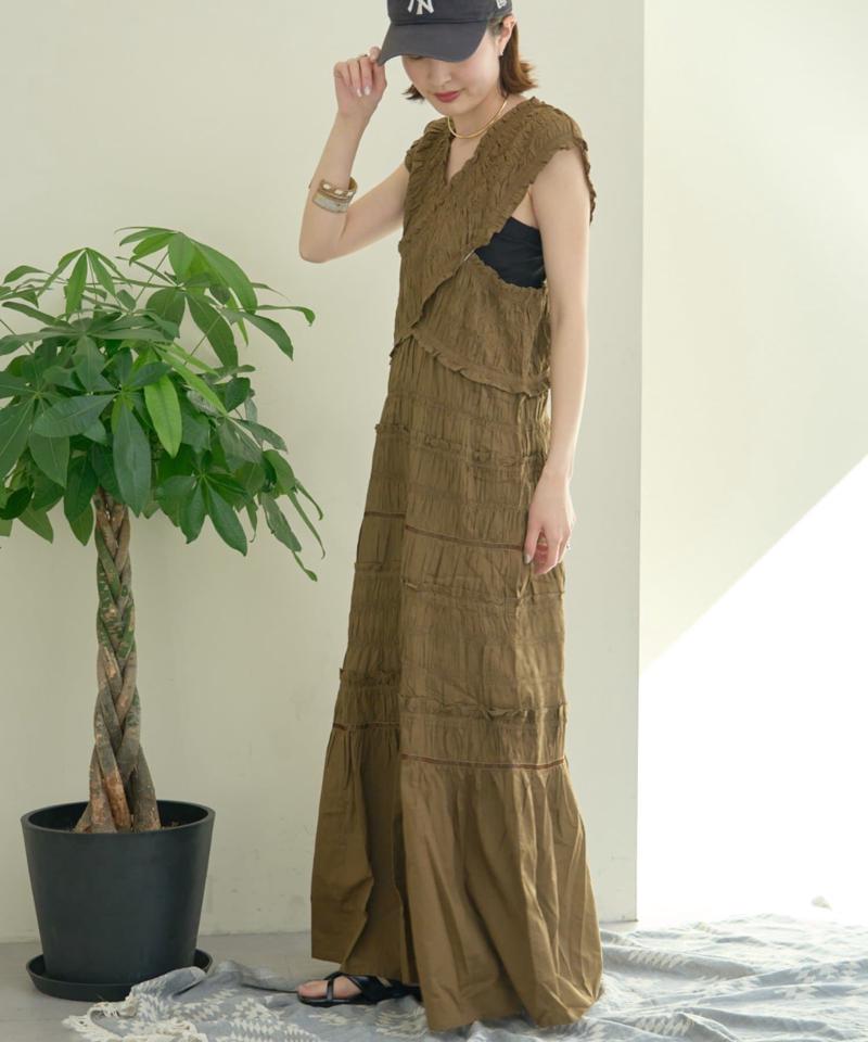 【WEB限定】【india】シャーリング2WAYフリルワンピース