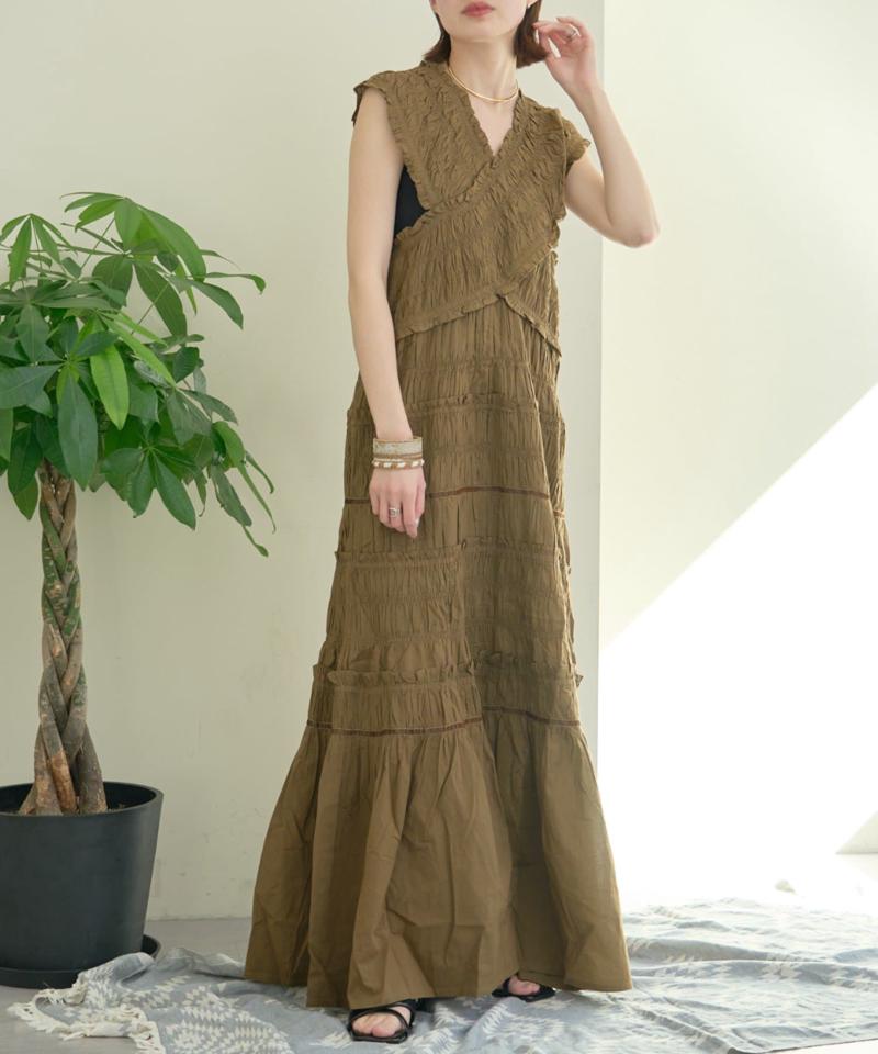 【WEB限定】【india】シャーリング2WAYフリルワンピース