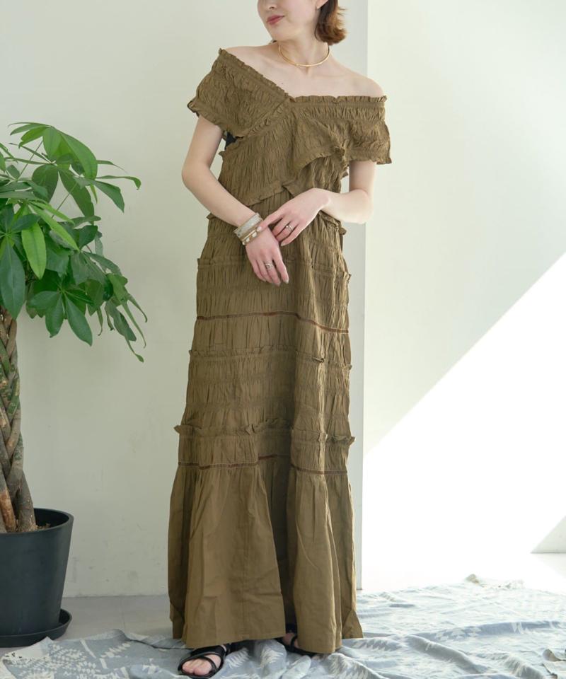 【WEB限定】【india】シャーリング2WAYフリルワンピース