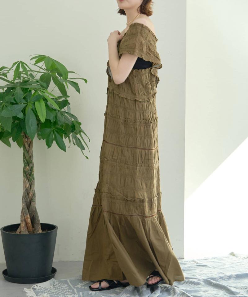 【WEB限定】【india】シャーリング2WAYフリルワンピース