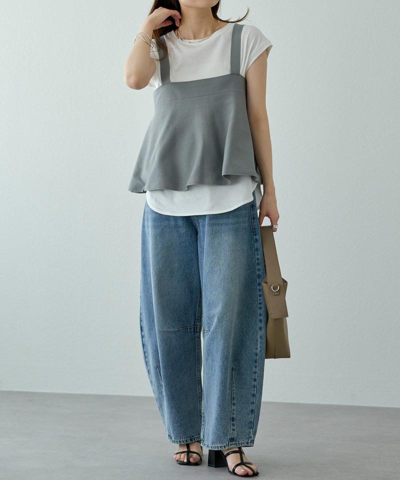 【汗シミ防止】ワンポイントロゴフレンチスリーブTシャツ