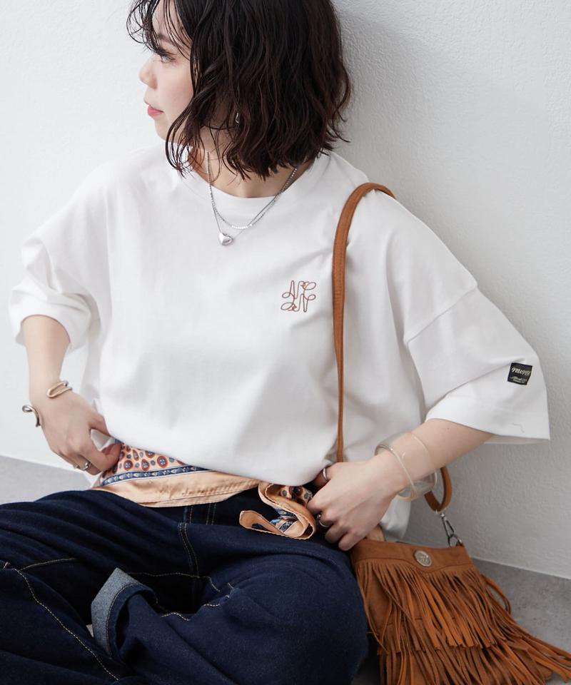【NUNIFE】【サスティナブル素材】ワンポイント刺繍BIGTシャツ