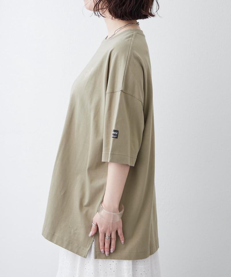 【NUNIFE】【サスティナブル素材】ワンポイント刺繍BIGTシャツ