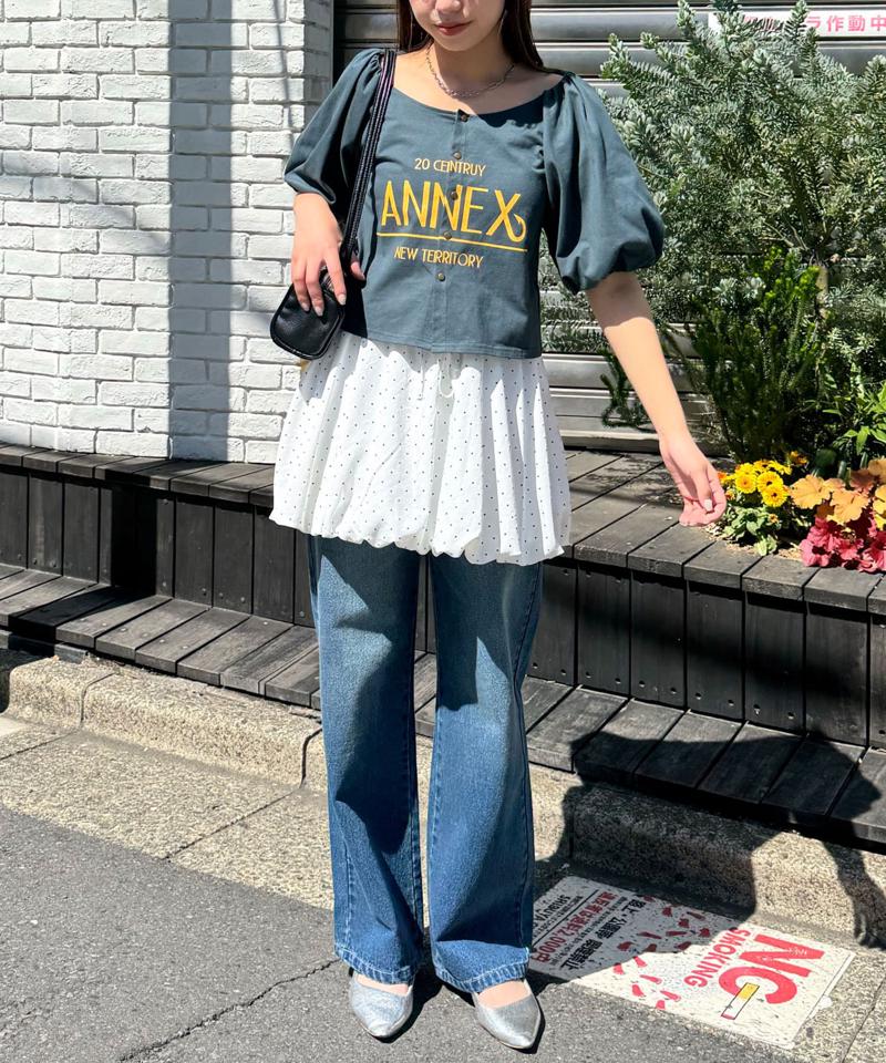 バルーンスリーブTシャツカーデ