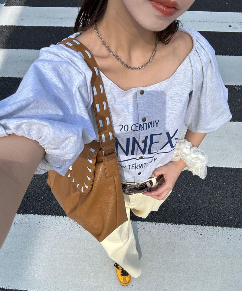 バルーンスリーブTシャツカーデ