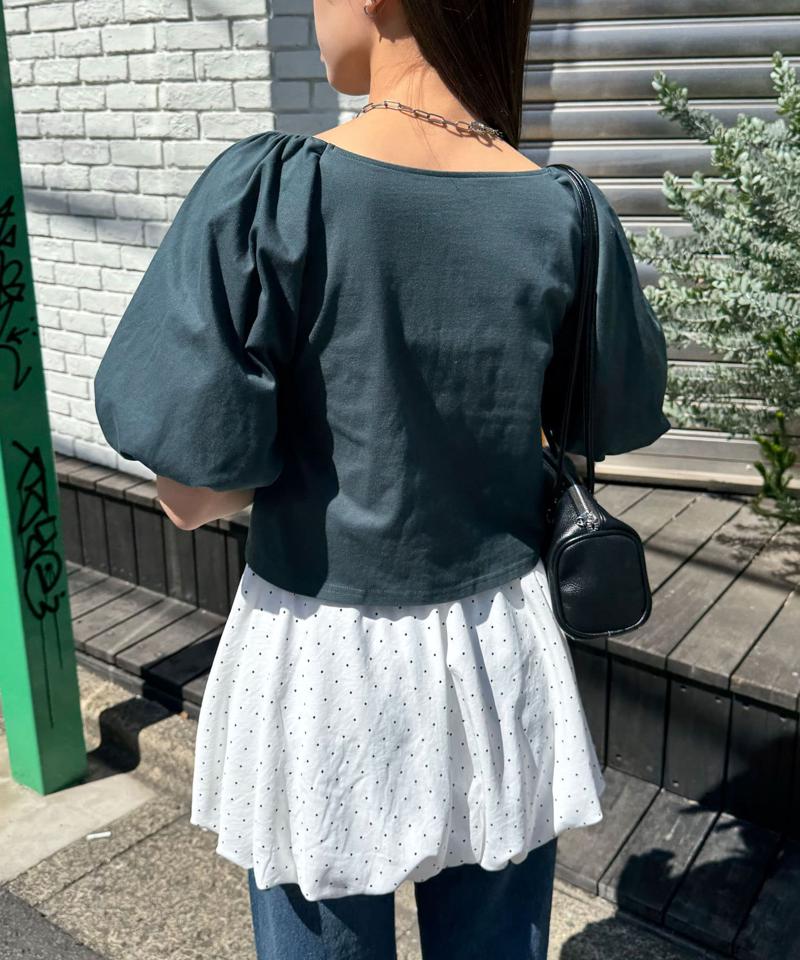 バルーンスリーブTシャツカーデ
